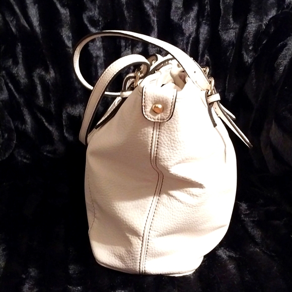 Anne Klein Ivory White Women's Faux Leather Purse Tote Bag Satchel Lion Logo - Picture 15 of 15